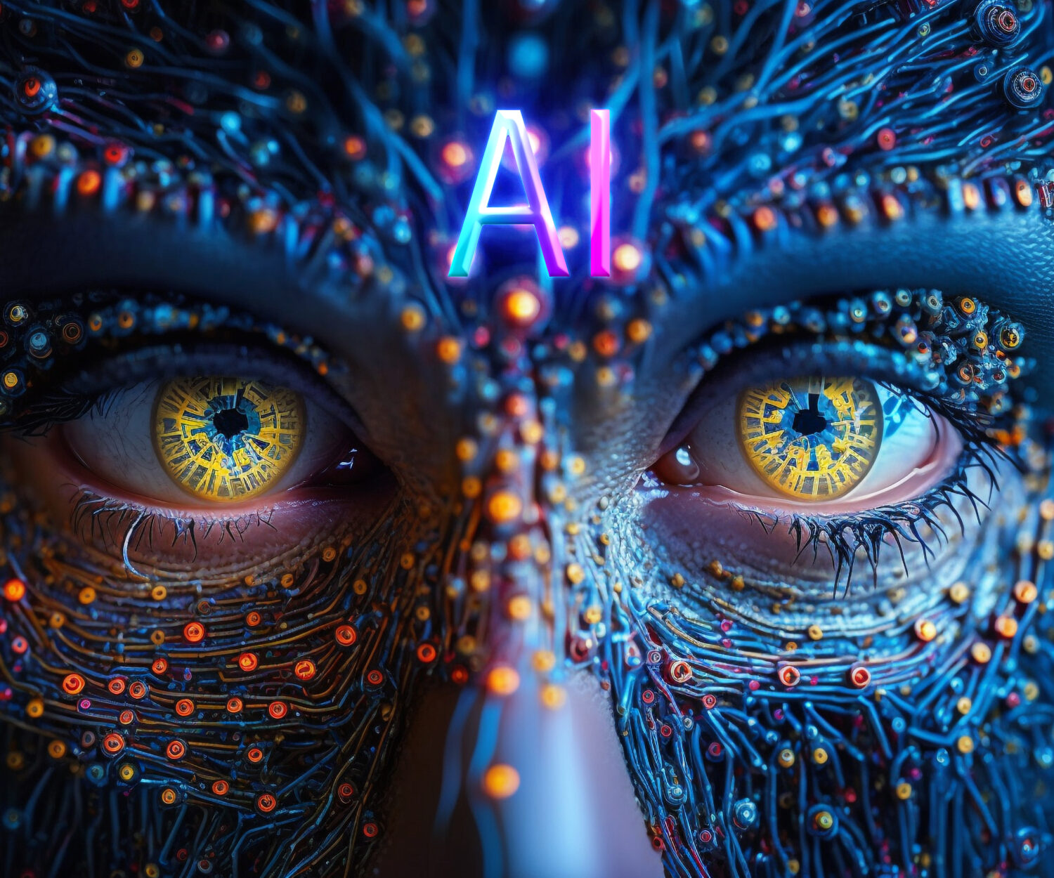 Artificial intelligence new technology. Science futuristic Abstract human brain. AI technology CPU central processor unit chipset .Big data .Machine learning and cyber mind domination .Generative AI